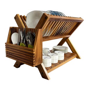 Handmade Pine wood  Versatile Dish Drying Rack- freeshipping