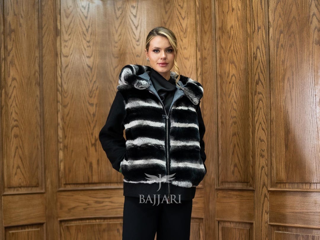 Loro Piana Alpaca Wool Hooded Fur Jacket - Black Short Coat, Real ...