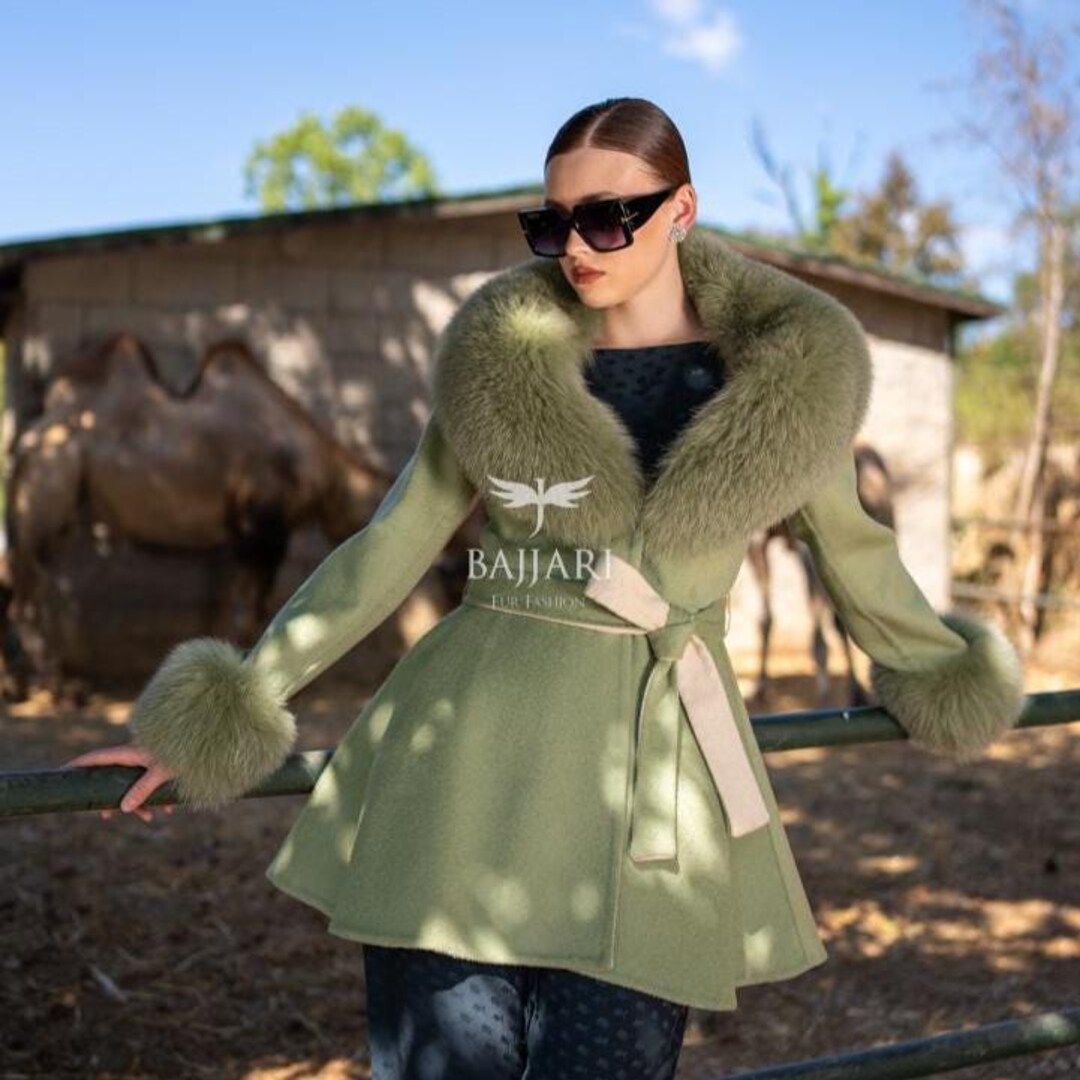 Alpaca Wool Coat With Fox Fur Trim: Women's Luxury Outerwear - Etsy