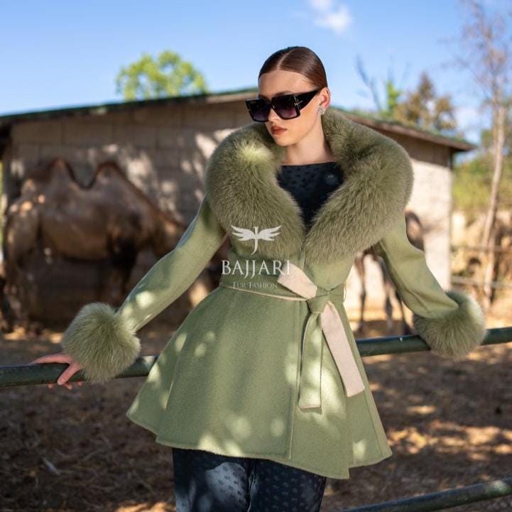 Alpaca Wool Coat With Fox Fur Trim: Women's Luxury Outerwear - Etsy