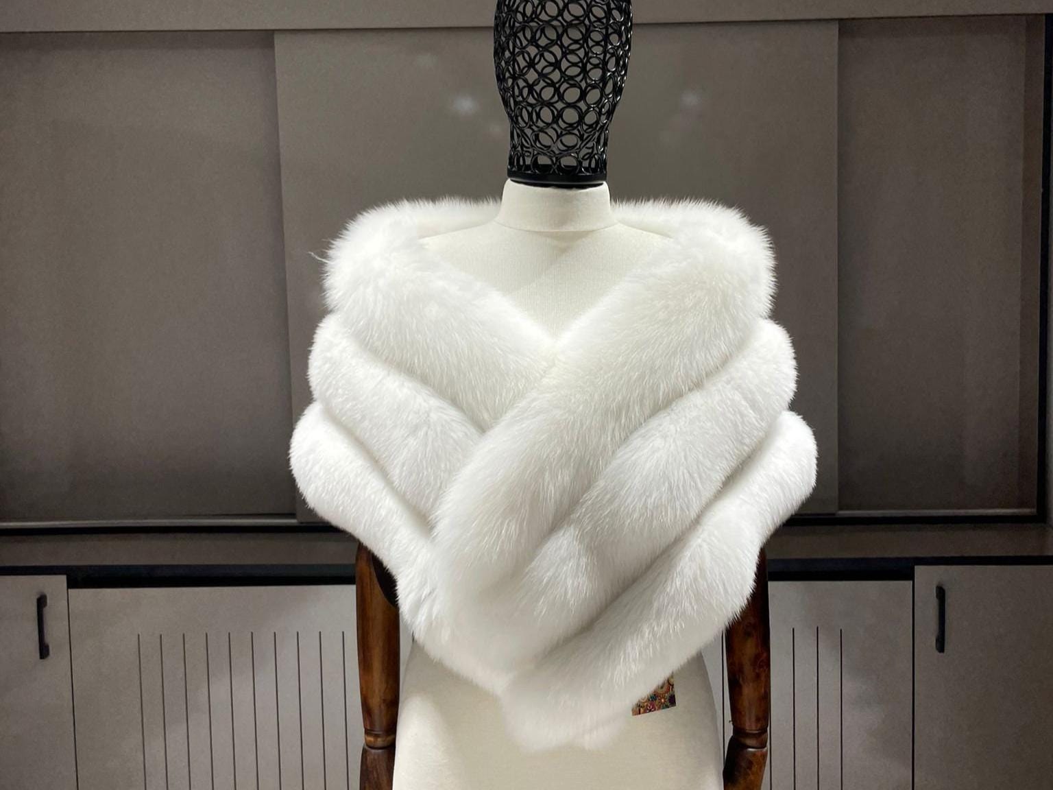 white rabbit fur shawl
