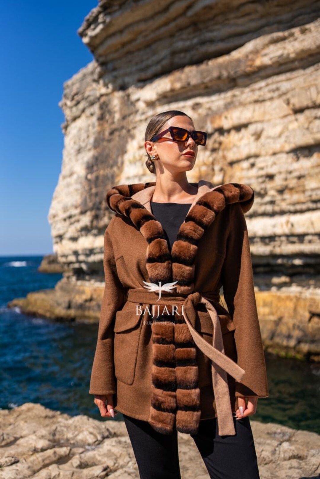 Reversible Alpaca & Rex Rabbit Fur Hooded Jacket With Belt - Etsy