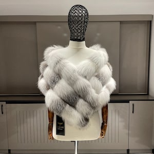 Real Fox Shawl/Fur Shawl/Black and White Women Fox Shawl /Wedding Shawl/Special Day Shawl/Original Fox Fur Shawl/ Luxury Quality Fox Shawls