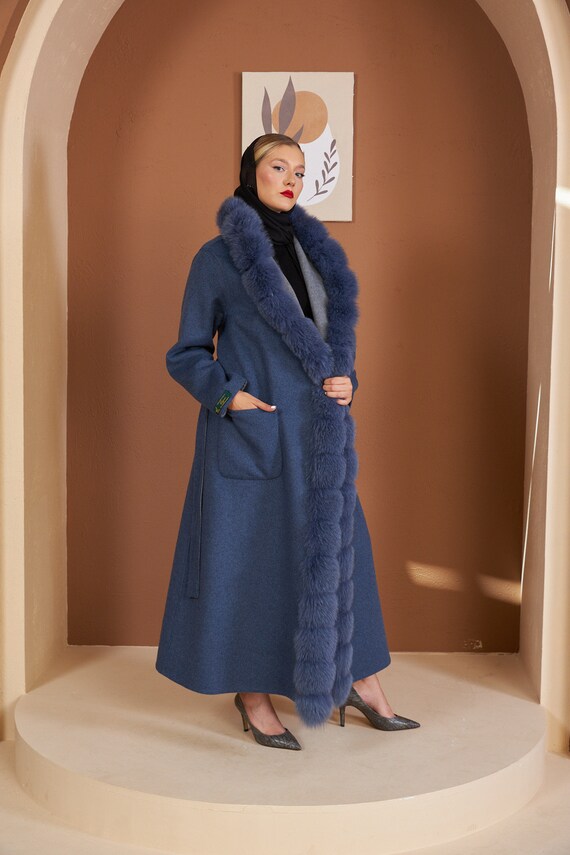 Original Fuchs Pelzmantel/Alpaka Mantel/Original Alpaka