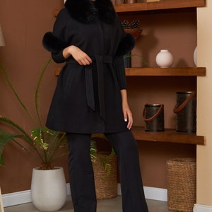 Cashmere Jacket with Real Fox Fur Collar & Cuffs