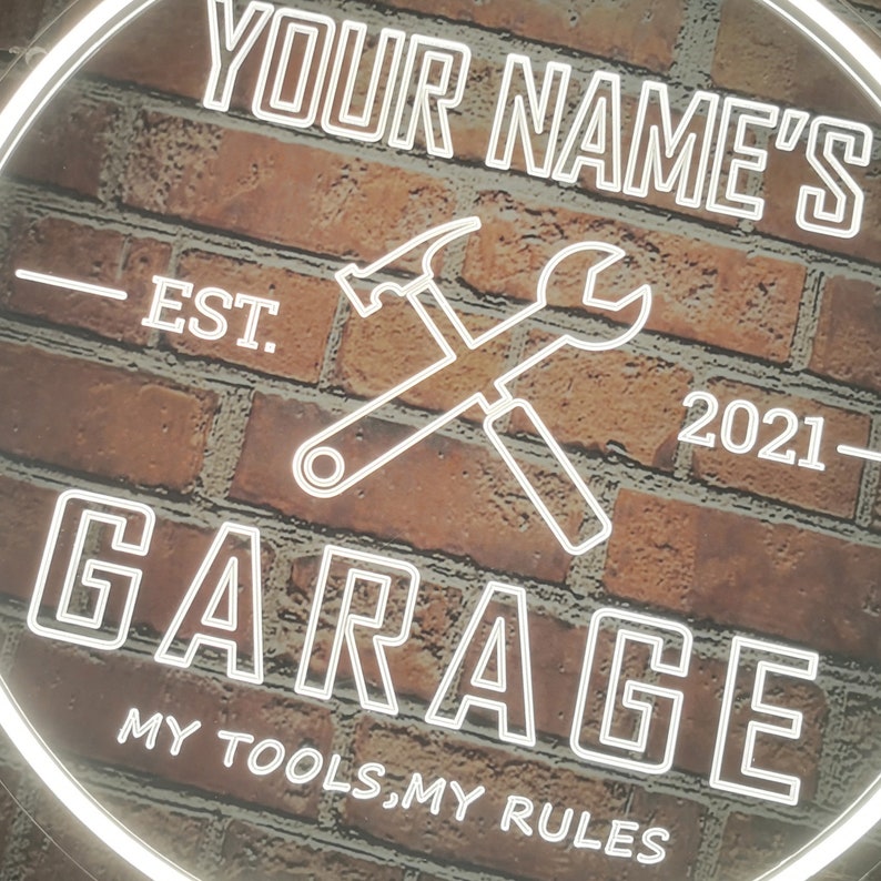 Custom Neon Garage Signs, Personalized Light up Garage Signs for Men
