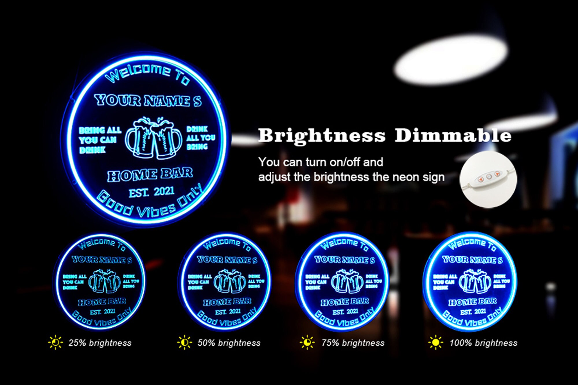 Custom Bar Neon Sign, Personalized Neon Bar Light Sign, Wall Décor