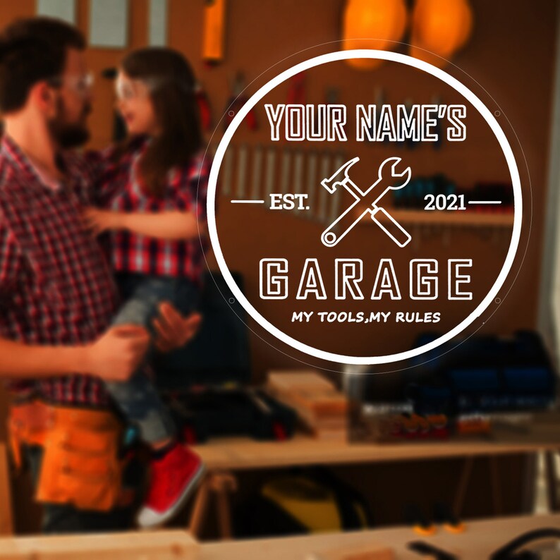 Custom Neon Garage Signs, Personalized Light up Garage Signs for Men