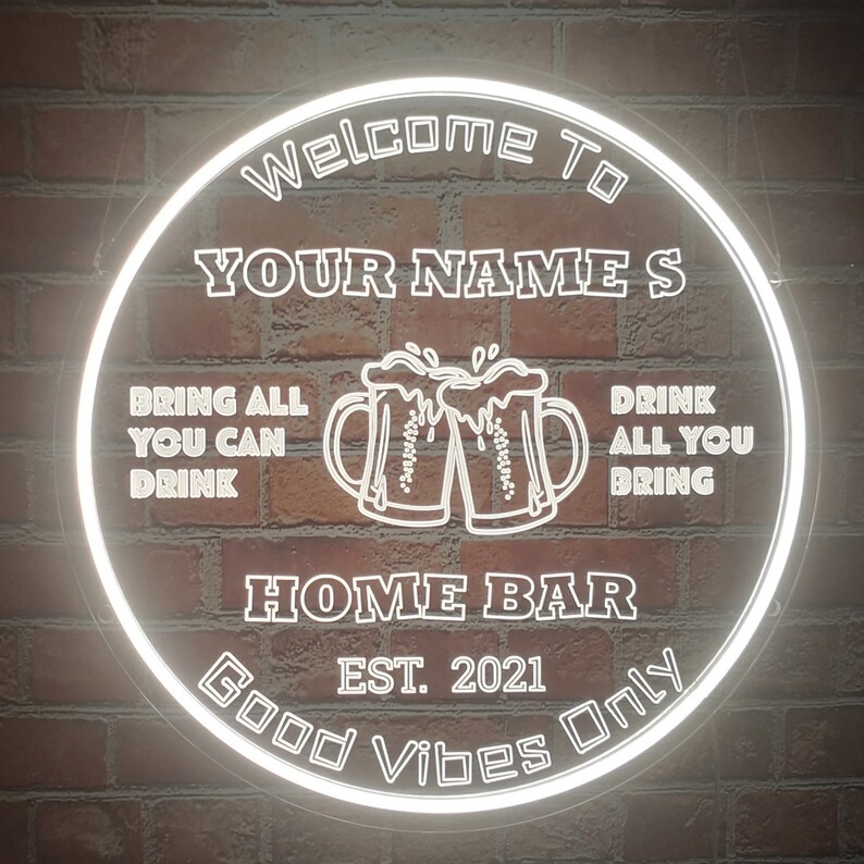 Custom Bar Neon Sign, Personalized Neon Bar Light Sign, Wall Décor