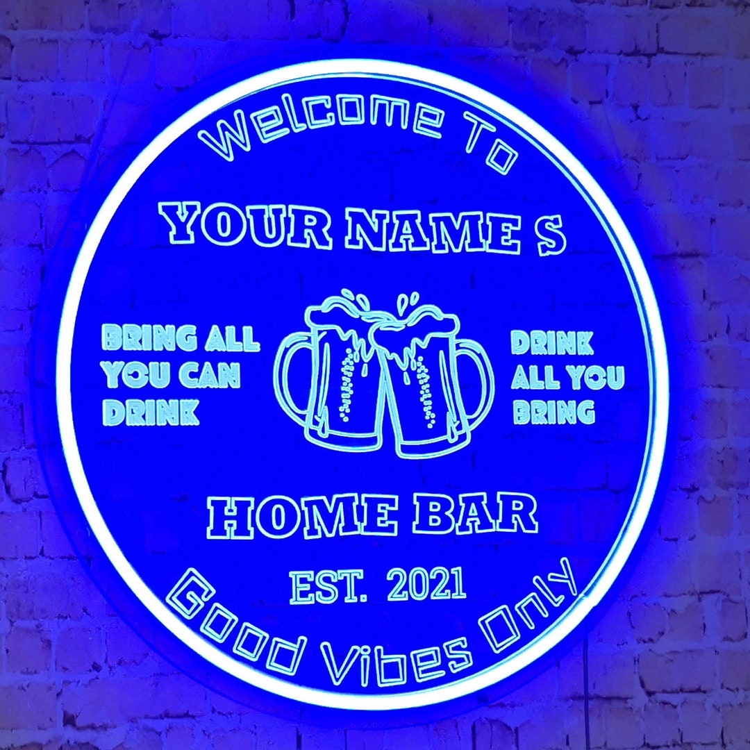 Custom Bar Neon Sign, Personalized Neon Bar Light Sign, Wall Décor