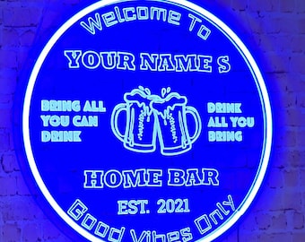 Custom Bar Neon Sign, Gepersonaliseerde Neon Bar Light Sign, Wall Décor Light Up Bar LED Signs for Home Bar,Pub,Bistro,Club