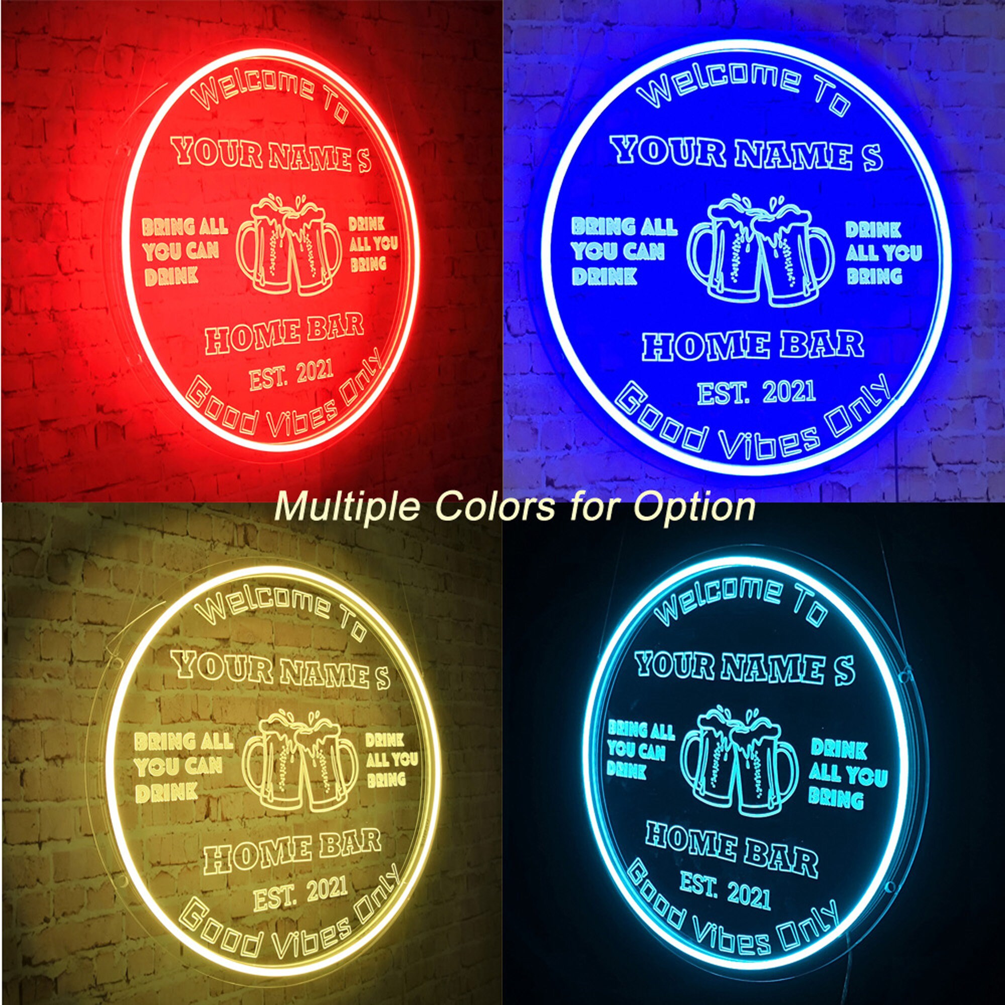 Custom Bar Neon Sign, Personalized Neon Bar Light Sign, Wall Décor