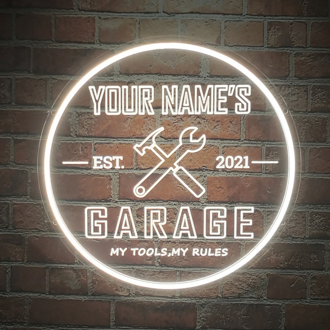 Custom Neon Garage Signs, Personalized Light up Garage Signs for Men
