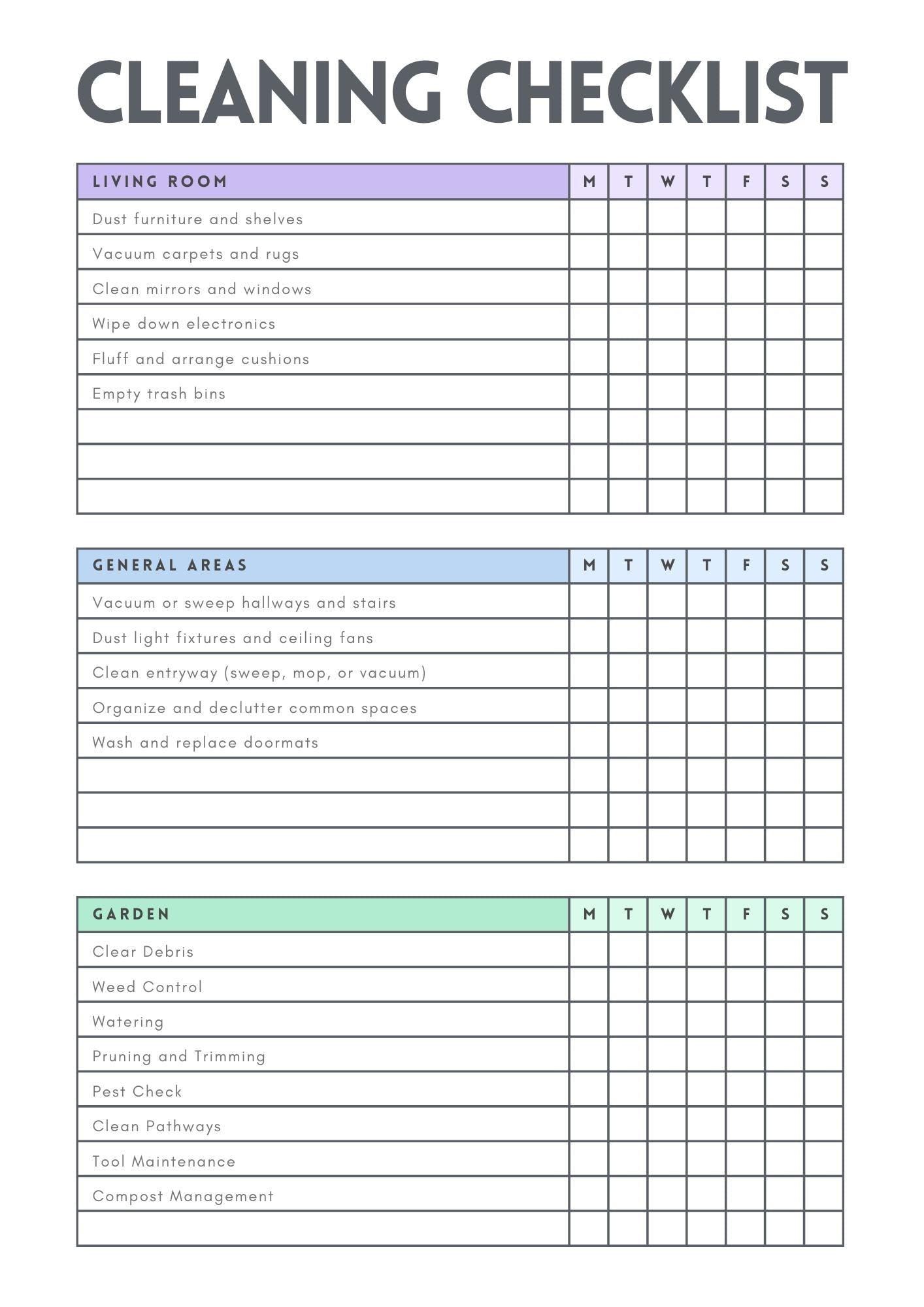 CLEANING CHECKLIST Etsy