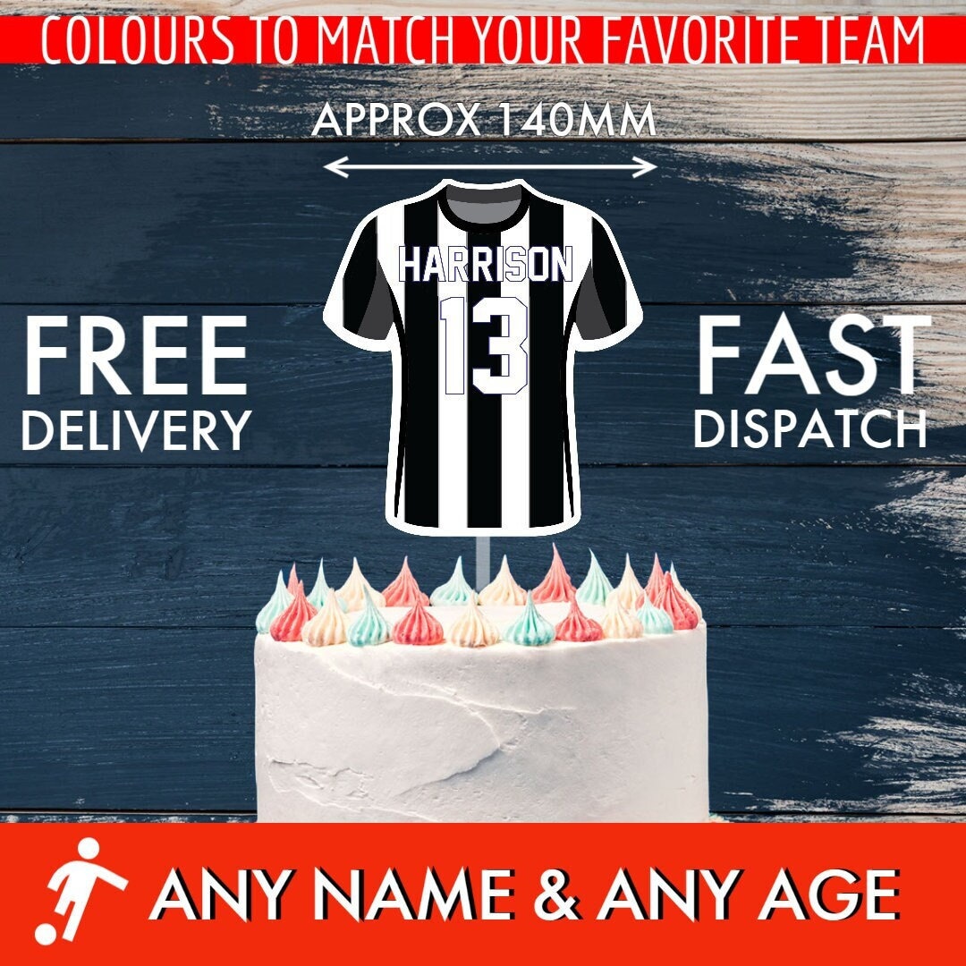 Personalised Football Shirt Cake Topper Team From Newcastle Etsy