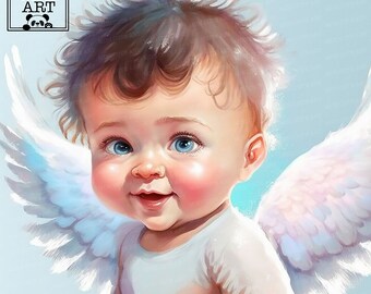 Watercolor baby Angel JPG , sweet angel watercolor clip art, angel clip art, watercolor animals clip art, cute watercolor animals JPG