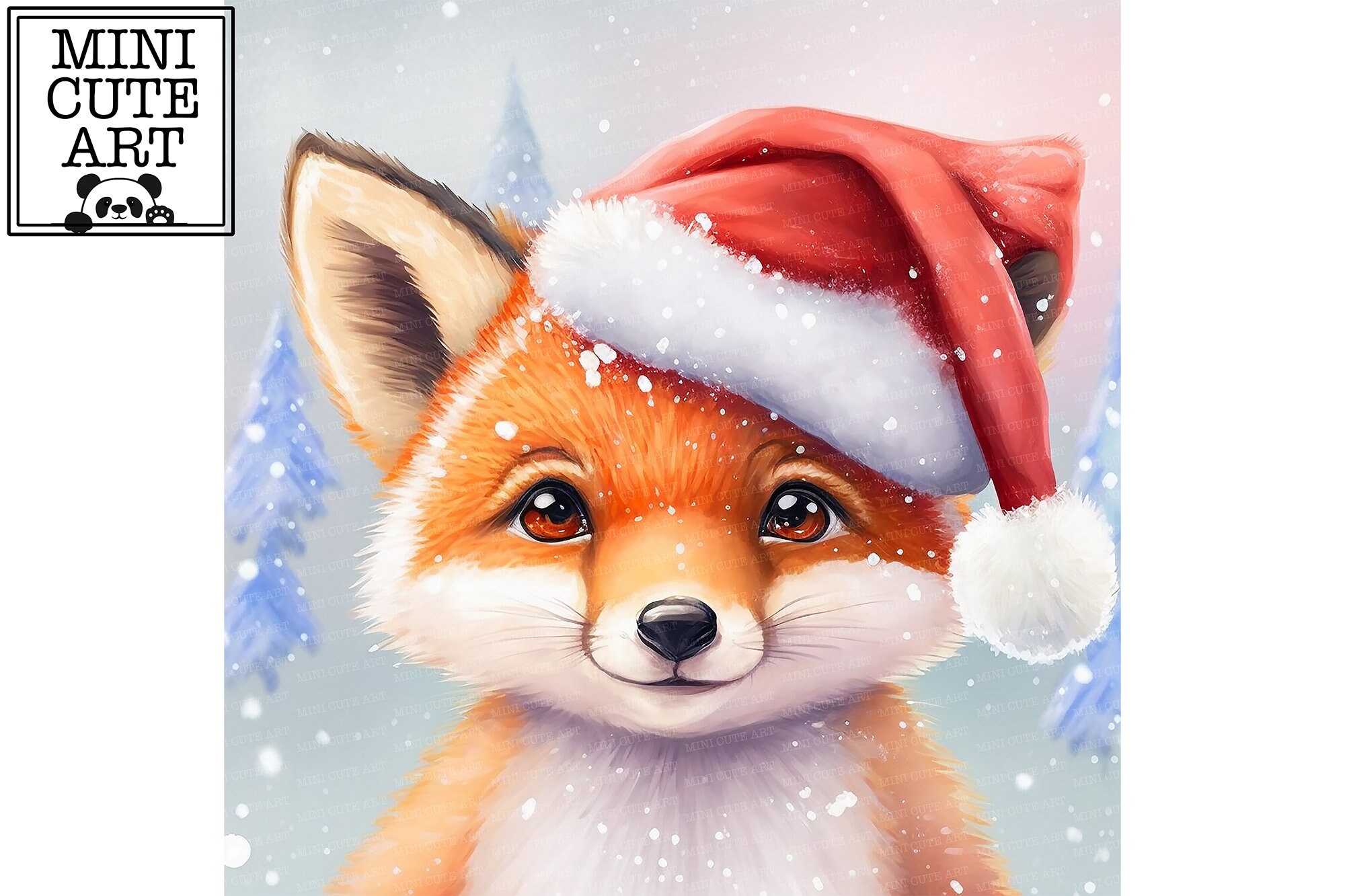 Illustration Cute christmas watercolor fox.