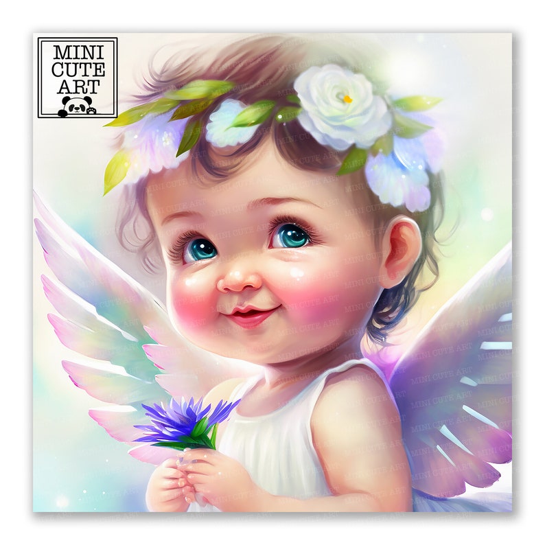 Watercolor baby Angel JPG , sweet angel watercolor clip art, angel clip art, Portrait of a girl angel, watercolor angel, child watercolor image 2