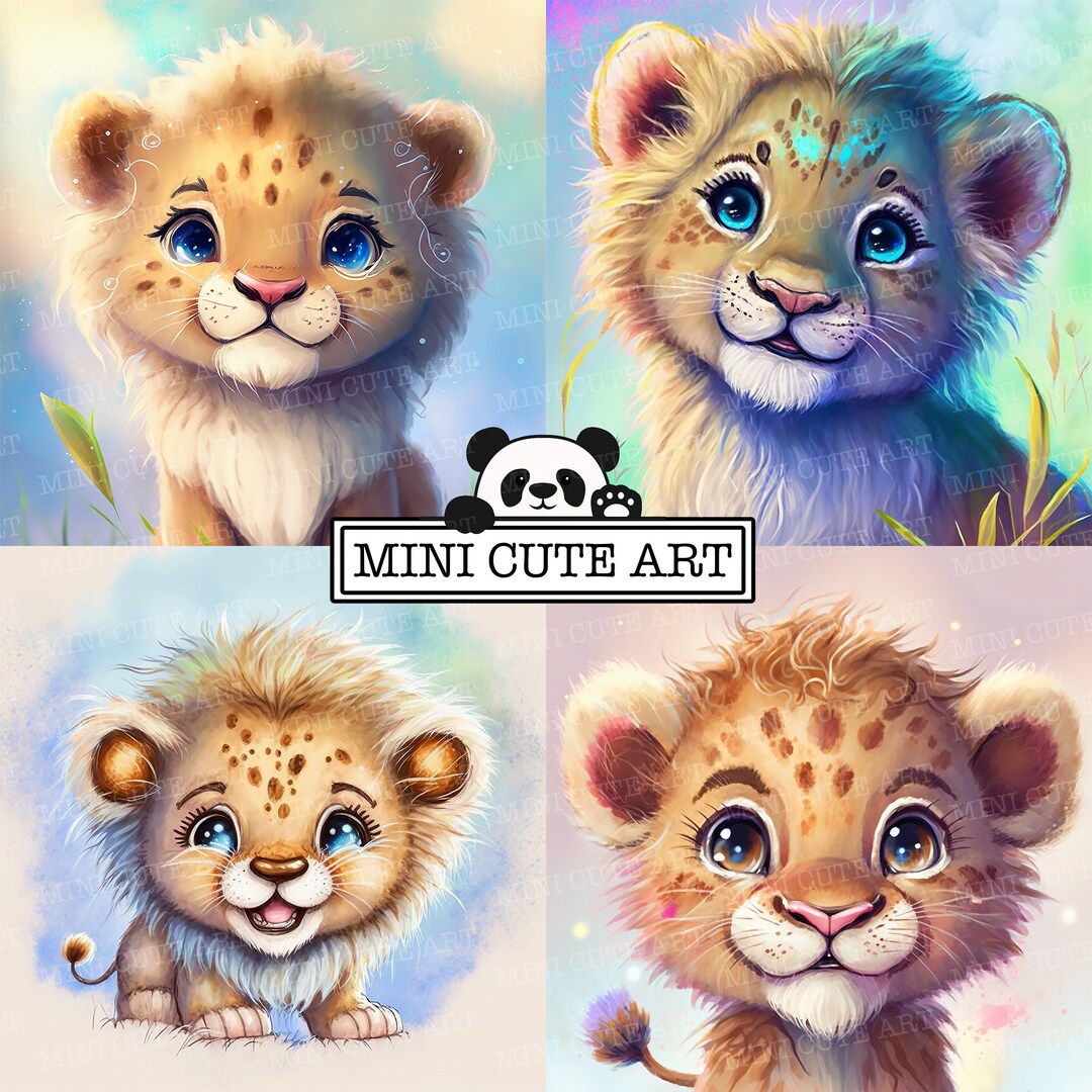 Watercolor Baby Lion Clip Art Lion Watercolor JPG Watercolor Etsy