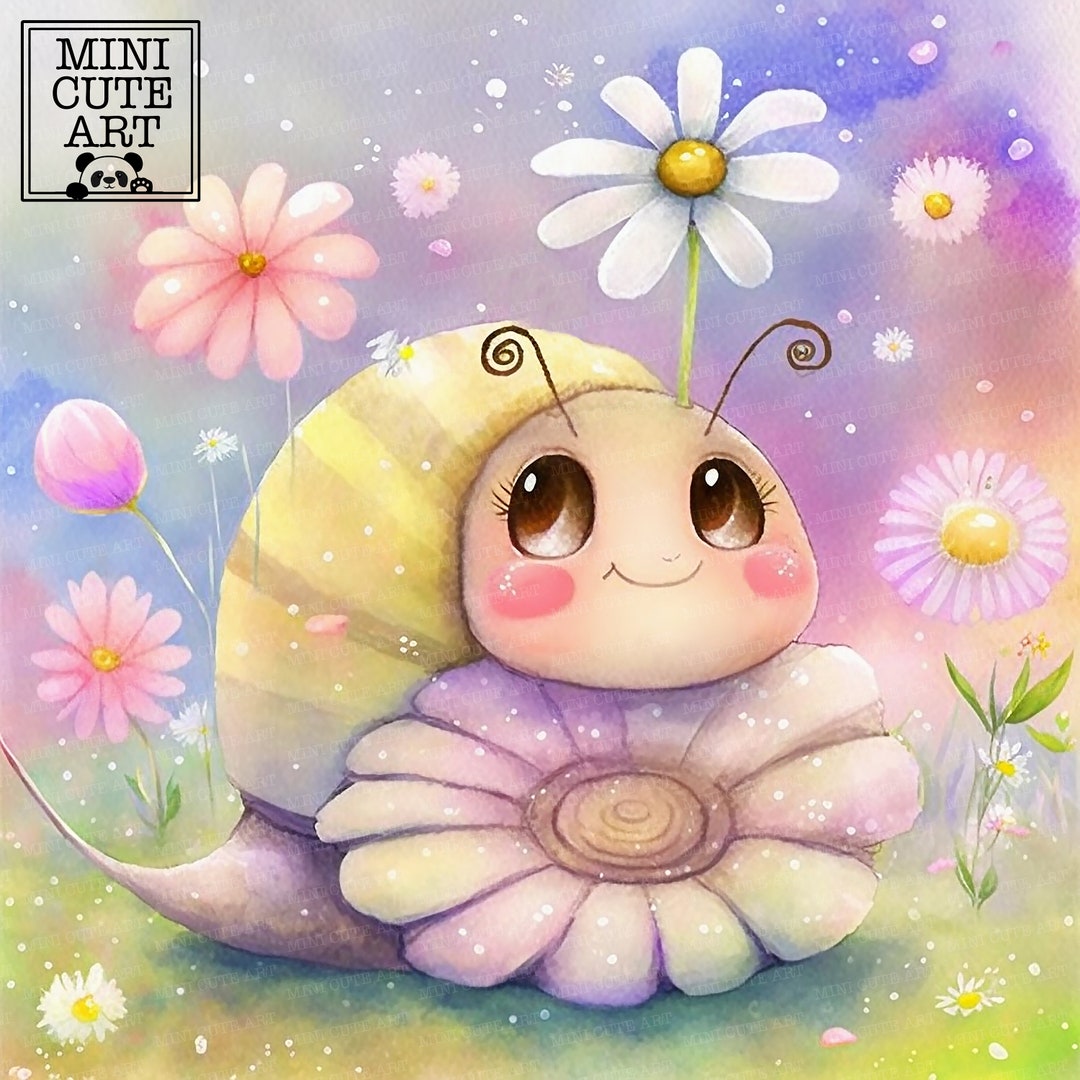 Cute Blue Snail Watercolor Clip Art, Snail Watercolor Art, Snail Animal Clip Art, Watercolor