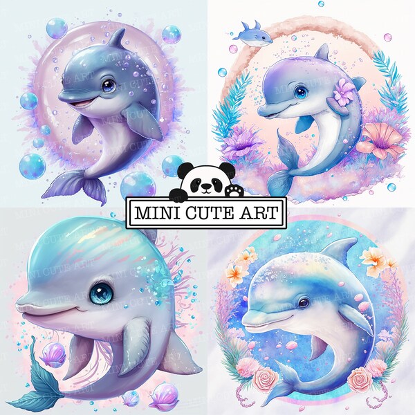 Unterwasserwelt Aquarell Kunst, Aquarell Delfin ClipArt, Delfin Tiere ClipArt, Baby Delfin jpg, niedliche Schildkröte Clip Art