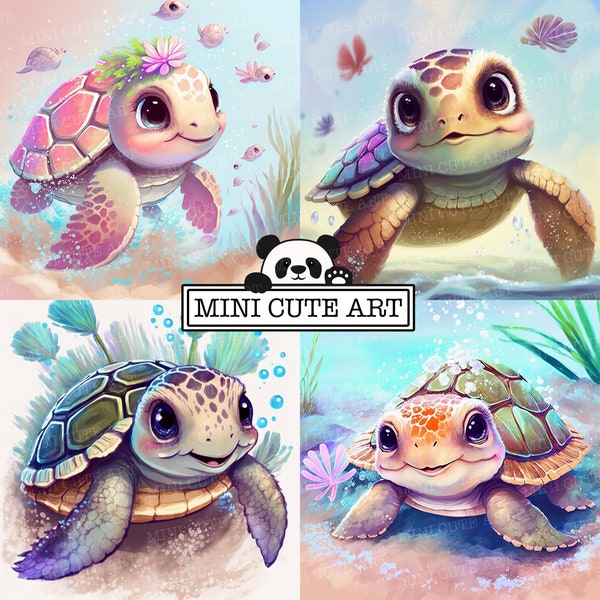 Monde sous-marin Art aquarelle, clipart tortue aquarelle, clipart animaux tortue, bébé tortue jpg, clipart tortue mignonne