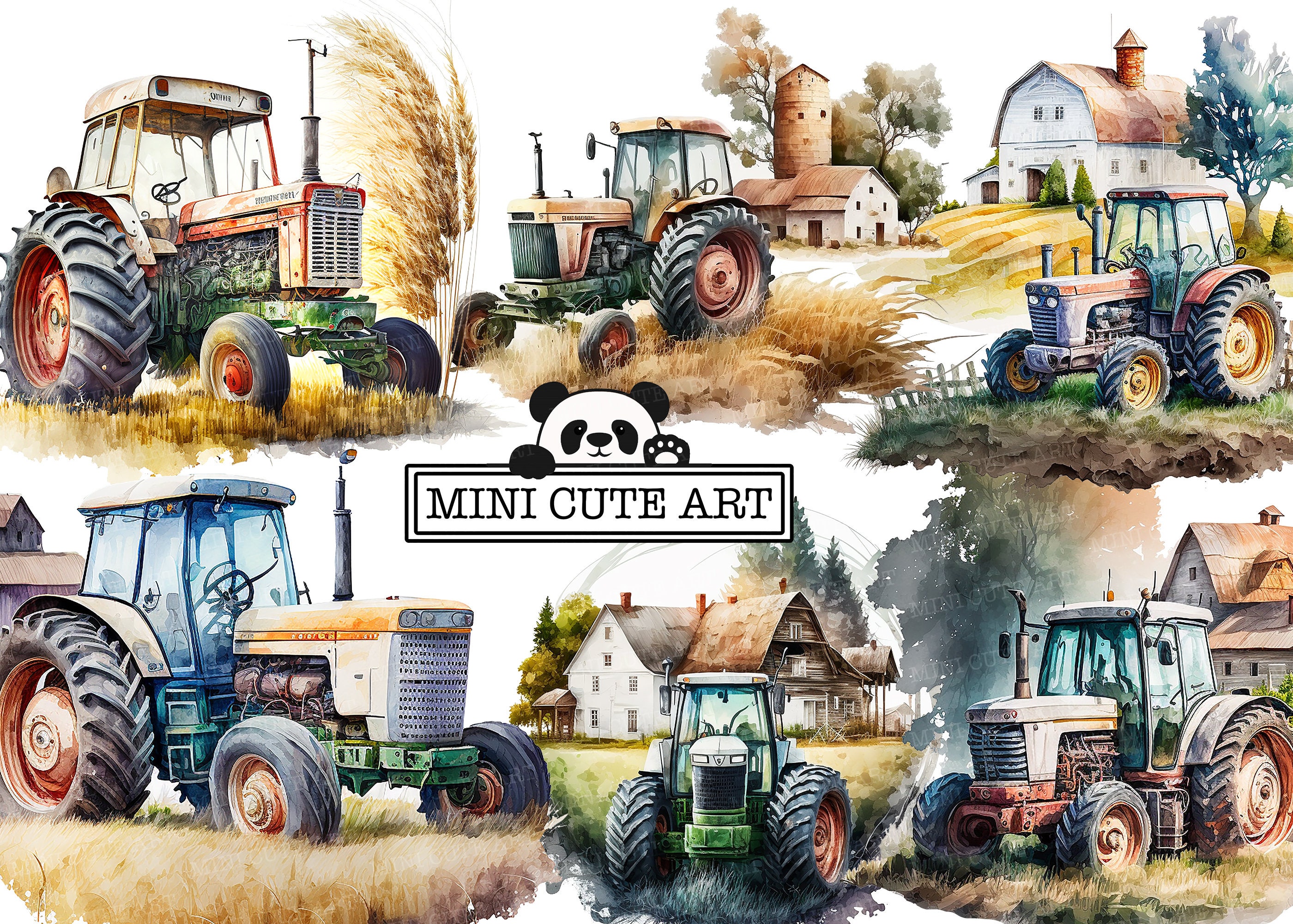 watercolor farm tractor 16537781 PNG