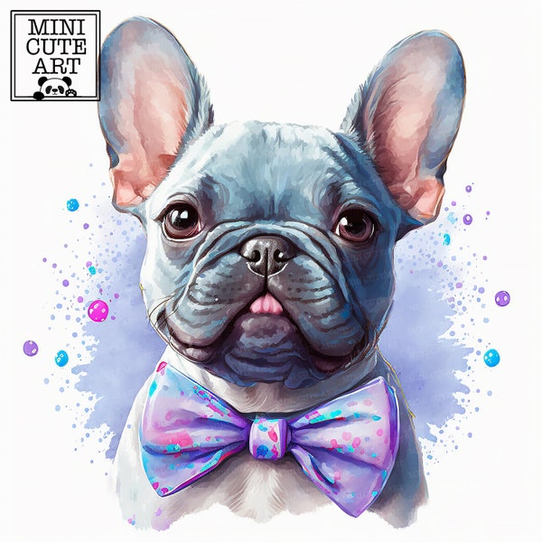 French Bulldog  Watercolor clipart, Watercolor portrait of a dog,  portrait dog JPG, French Bulldog  clip art, dog Bulldog clip art