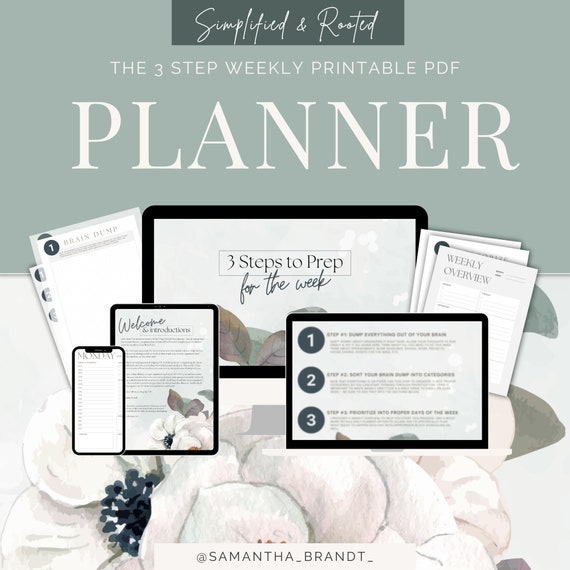 3 Step Weekly PRINTABLE PDF Planner