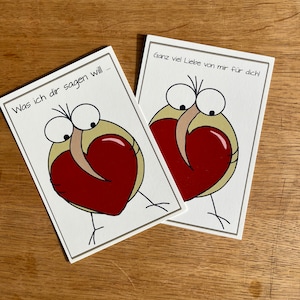 Ansichtkaart Kiwi Heart, twee versies
