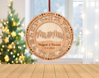 Personalized Mr and Mrs Ornament svg, Married Couple Ornament svg, Christmas ornament svg, Christmas Gift svg, Laser Cut Glowforge