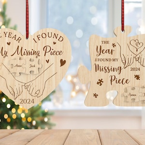 Gepersonaliseerd je bent mijn ontbrekende stuk ornament svg, paar stuk ornament svg, cadeau voor liefhebbers, verjaardagscadeau svg, lasergesneden Glowforge