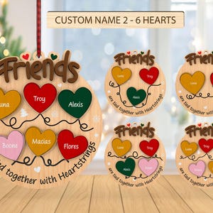 Enfeite de corações de amigos personalizado svg, enfeite de melhor amiga svg, enfeite de natal svg, presente de natal svg, corte a laser Glowforge