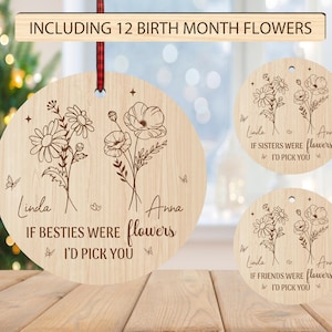 Personalisierte Geburt Monat Blumen Ornament svg, Bestie Ornament svg, Weihnachtsverzierung svg, Weihnachtsgeschenk svg, Laser Cut Glowforge