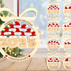 Ornamento natalizio personalizzato "La famiglia è il miglior regalo di Natale" in formato SVG, ornamento natalizio per la famiglia in formato SVG, regalo di Natale in formato SVG, taglio laser Glowforge