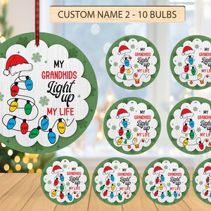 Personnalisé mes petits-enfants illuminent ma vie ornement svg, svg lumières personnalisées, ornement de Noël svg, svg cadeau de Noël, découpé au laser Glowforge