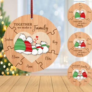 Personalisierte Bär Familie Ornament svg, Familie Puzzleteile svg, Weihnachtsverzierung svg, Weihnachtsgeschenk svg, Laser Cut Glowforge