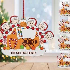 Personalized Gingerbread House Family Ornament svg, Christmas Gingerbread Ornament svg, Christmas Gift svg,Laser Cut Glowforge,Digital