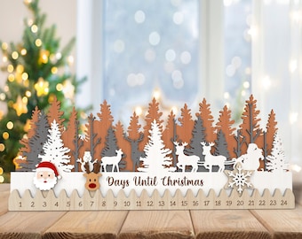 Winter Christmas Countdown svg, Days Until Christmas svg,Christmas scene svg, Christmas Advent Calendar svg, Laser Cut Glowforge