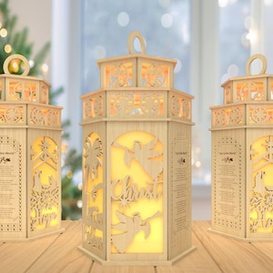 3D Christmas Nativity Lantern Laser Cut File, Nativity Scene lantern svg, Christmas lantern svg, Candle lantern svg, Laser Cut Glowforge