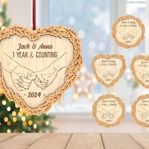 Personalisierte Weihnachten halten Hände Jahre & Zählen Ornament svg, Weihnachtspaar Hände Ornament svg, Weihnachtsgeschenke, Laser Cut Glowforge
