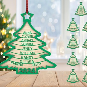 Personalisierte Weihnachtsbaum Ornament svg, Stammbaum Ornament svg, Familiennamen svg, Weihnachtssvg, Laser Cut Glowforge, Digital