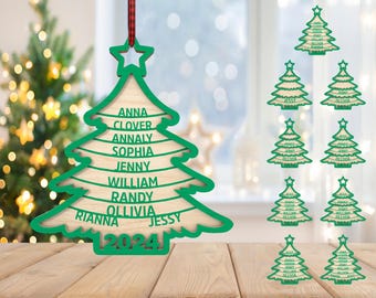 Personalized Christmas Tree Ornament svg, Family Tree Ornament svg, Family Names svg, Christmas svg, Laser Cut Glowforge,Digital