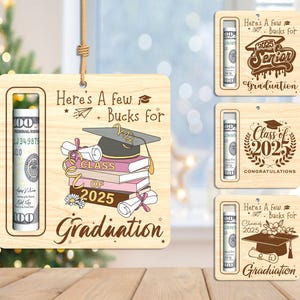 Adorno portamonedas de graduación (SVG), Portamonedas de la Clase de 2025 (SVG), Adorno de graduación (SVG), Regalo de graduación (SVG), Glowforge cortado con láser
