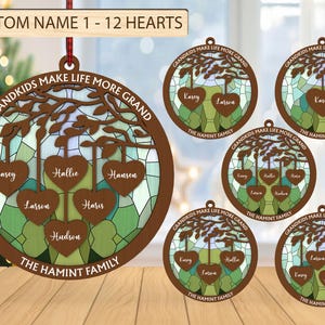 Grand ornement personnalisé pour les petits-enfants, svg ornement de Noël, ornement d'arbre svg, svg cadeau de Noël, découpe laser Glowforge