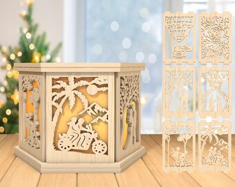 3D-ljushållare för kärlekspar laserskuren fil, alla hjärtans dag-lampa svg, kärlekssvg, par älskare ljuslykta svg, laserskuren Glowforge