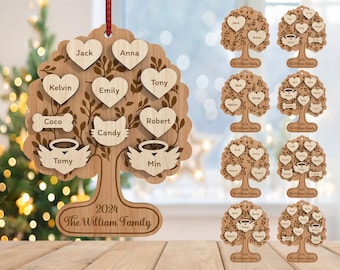 Personalized Christmas Tree Ornament svg, Family Tree Ornament svg, Family Names svg, Christmas svg, Laser Cut Glowforge,Digital