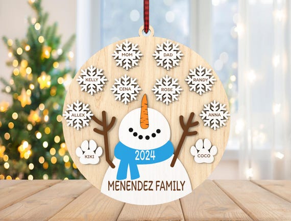 Personalized Snowman Family Ornament svg, Custom Family Name, Christmas Snowman Ornament svg, Christmas Gift svg,Laser Cut Glowforge,Digital