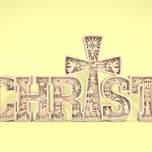 Arte de cena de Cristo multicamadas svg, cena de presépio svg, cena de Natal svg, nascimento de Jesus svg, peça de arte de 6 camadas, corte a laser Glowforge, digital
