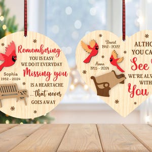 Ornement oiseau Cardinal rouge personnalisé svg, svg ornement commémoratif, cadeau de Noël svg, svg du souvenir, Glowforge découpé au Laser, téléchargement numérique